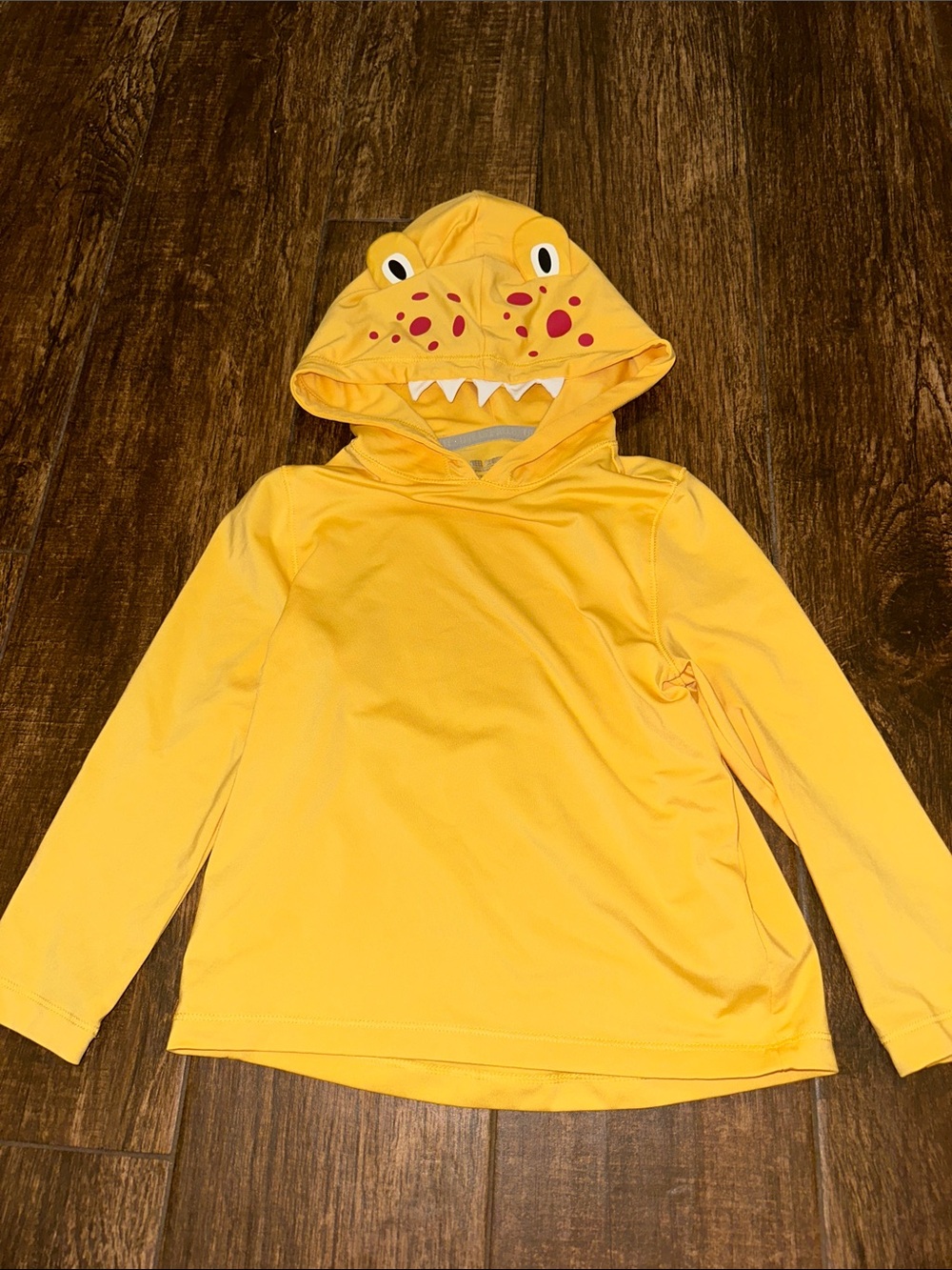 Yellow Dino Hooded Kids Long-Sleeve rash guard